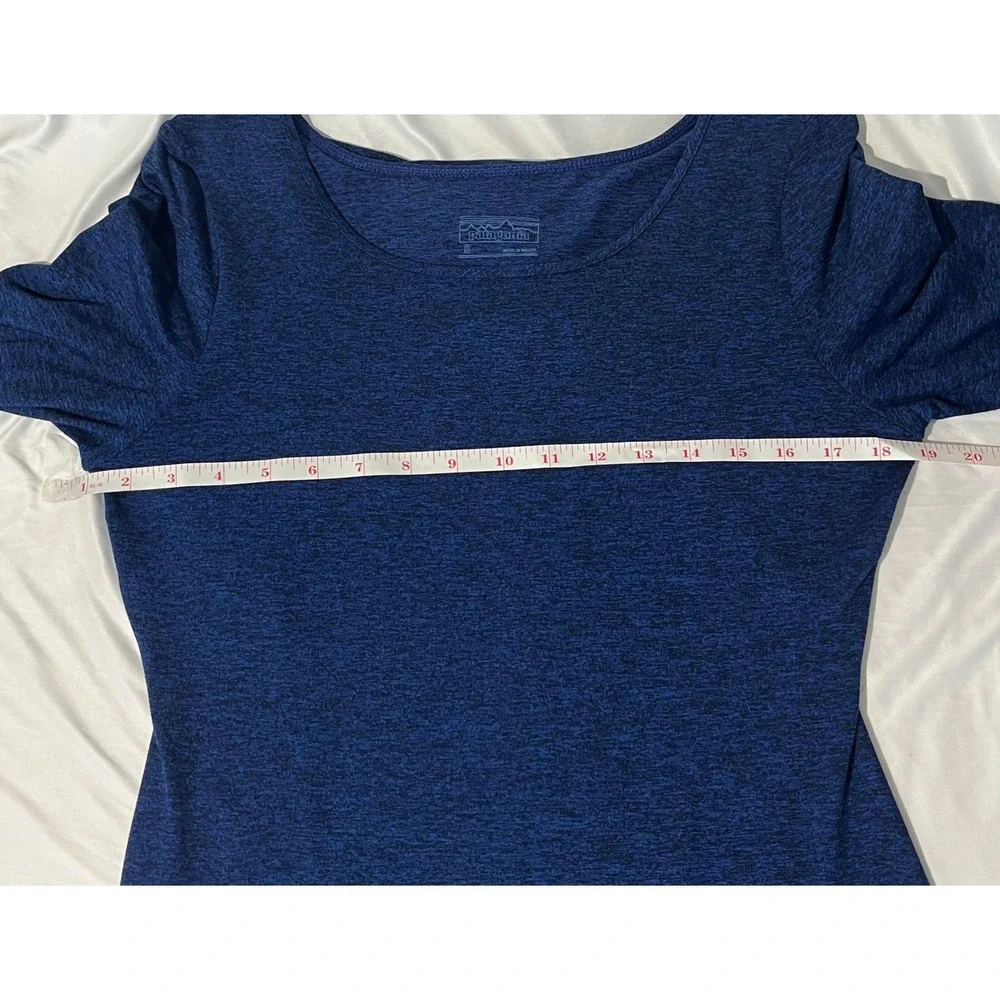 Patagonia Blue Heathered Crew Neck 3/4 Sleeve A-Line Dress‎ Size Small